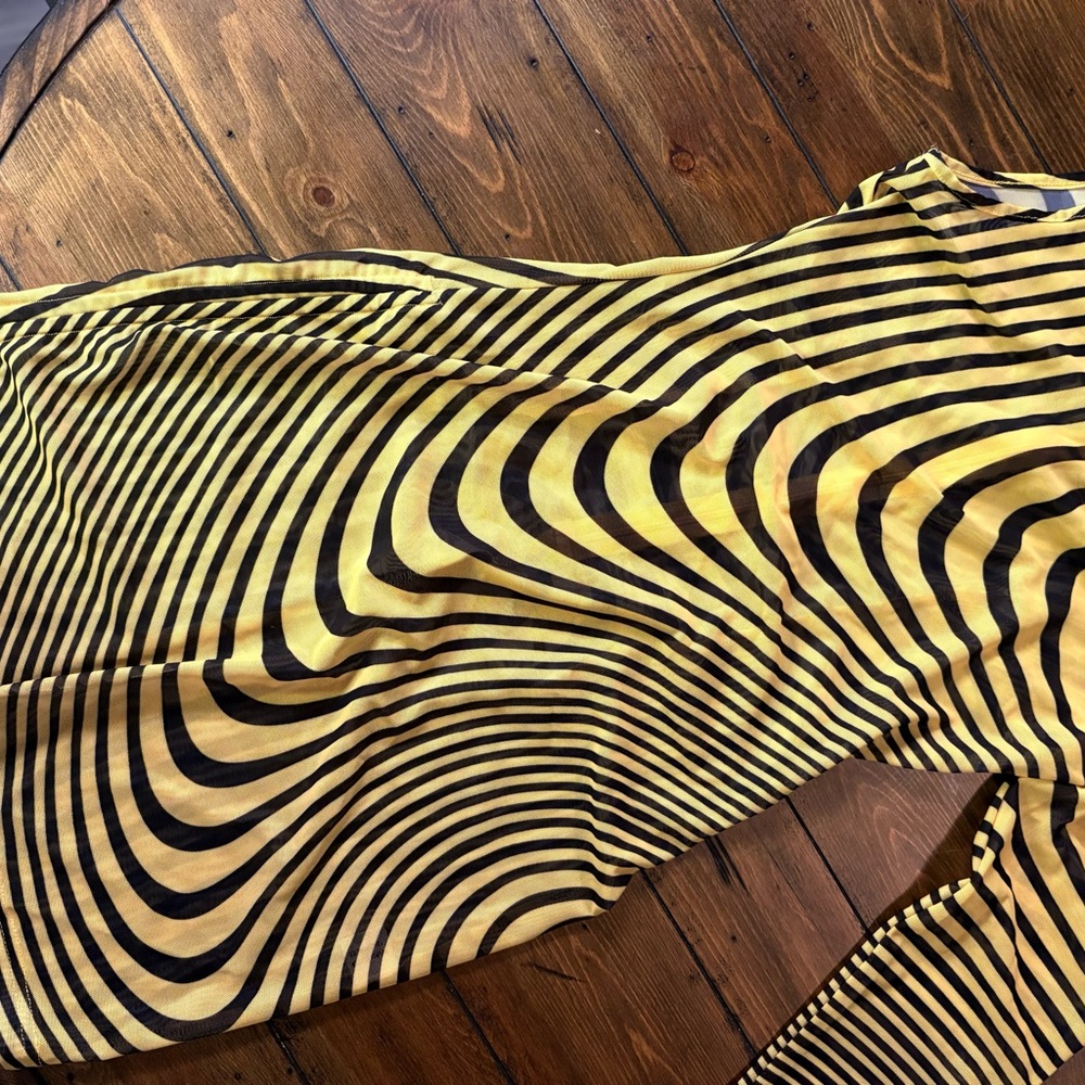 Striped Yellow and Black Women's Dress